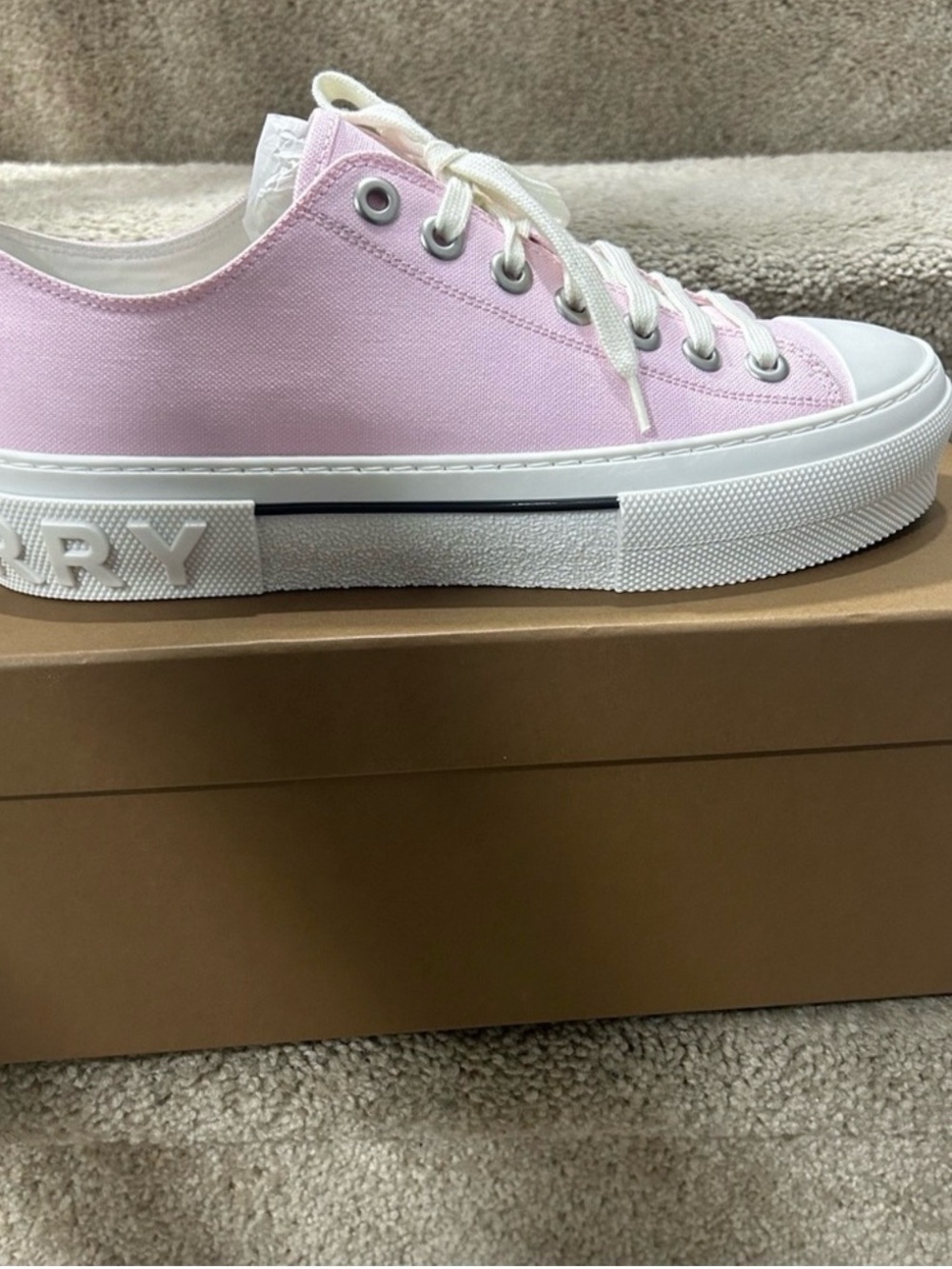 Burberry Pink Low-Top Canvas Sneakers